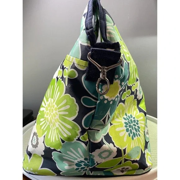 Thirty‎ One Thermal Tote Floral Lunch picnic Bag Cooler Blue/Green Sz.15x21x10" - Picture 3 of 11